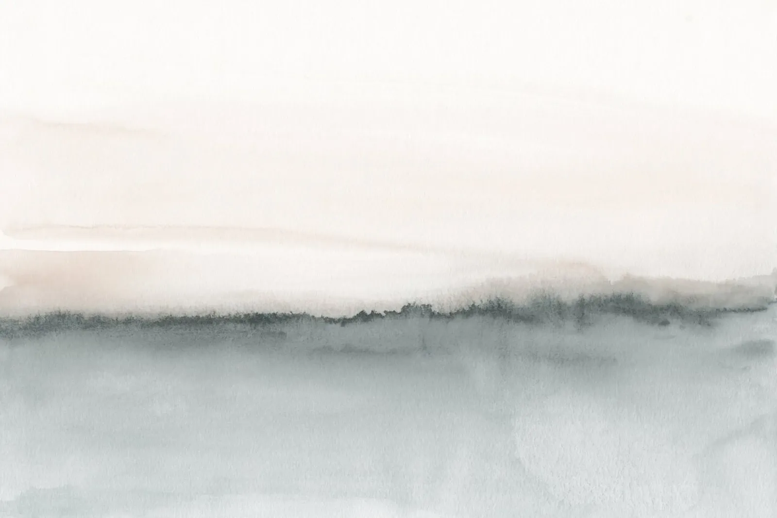 Paesaggio acquerellato - Corallo tenue e grigio bluastro poster con telaio in alluminio da NouveauPrints