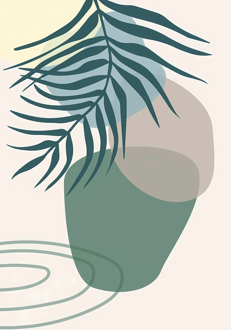 vaso di foglie forme geometriche forme sovrapposte pellicola backlit da Janine P McGuire