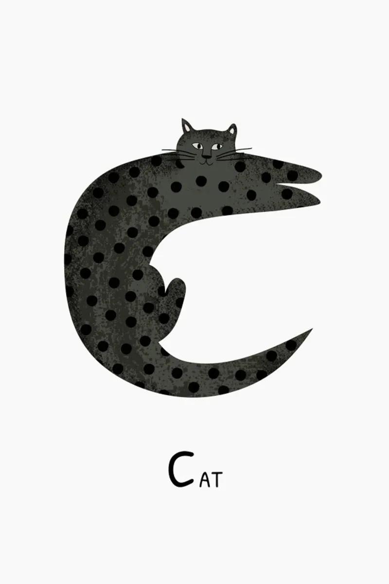 C for Cat pellicola backlit da Little Flourishes