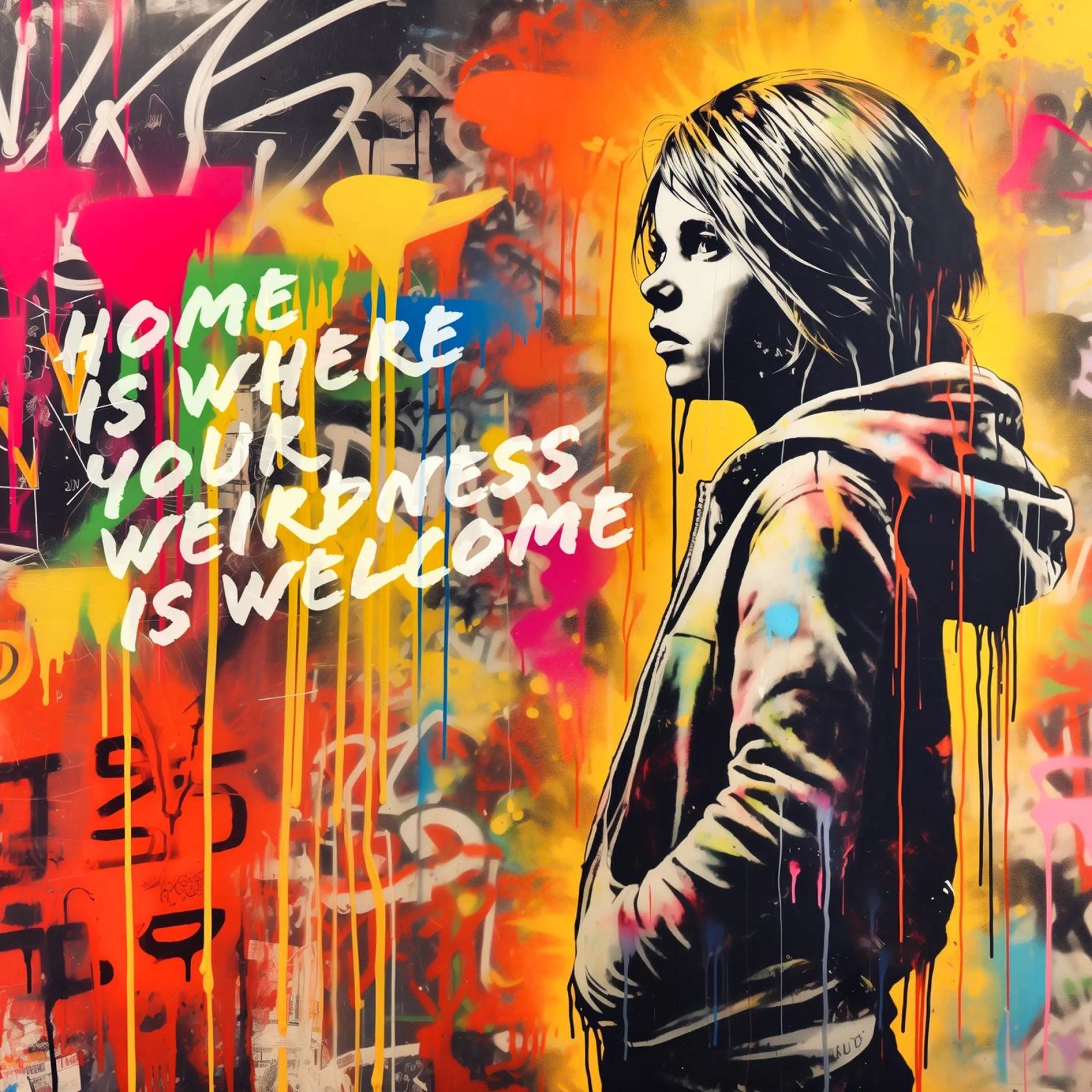 HOME IS WHERE YOUR WEIRDNESS IS WELCOME | Street Art poster de Autofocus