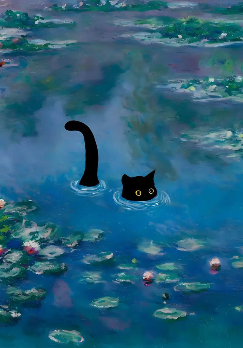 ck gatto acqua stagno ninfee pellicola backlit da Paul Vasquez