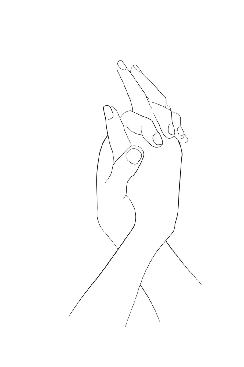 Holding hands line drawing hahnemühle by NouveauPrints