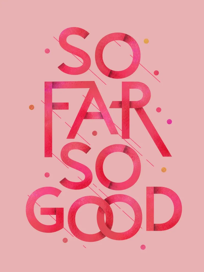 Finora tutto bene - Tipografia pop rosa poster con telaio in alluminio da showmemars