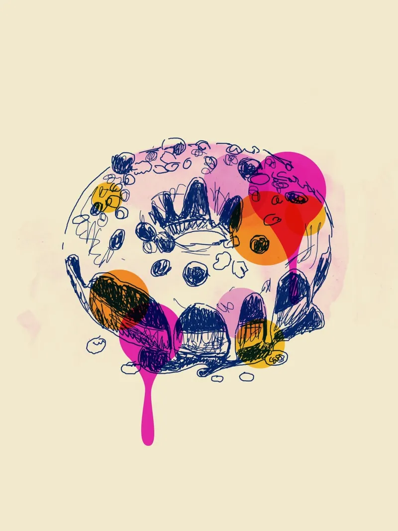 Donut Daydream poster con telaio in legno da Indigo Rain