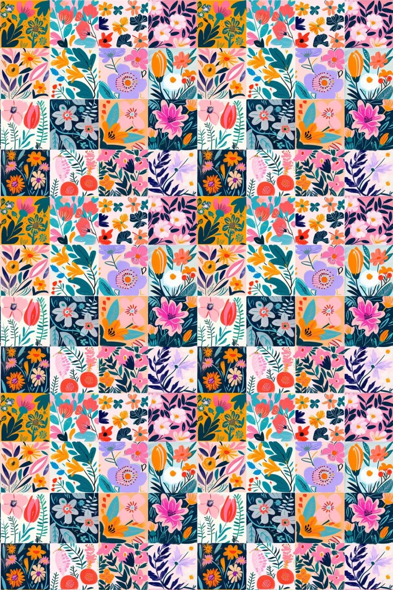 Floral Patchwork poster con telaio in plastica da Sunflower Soul Studio