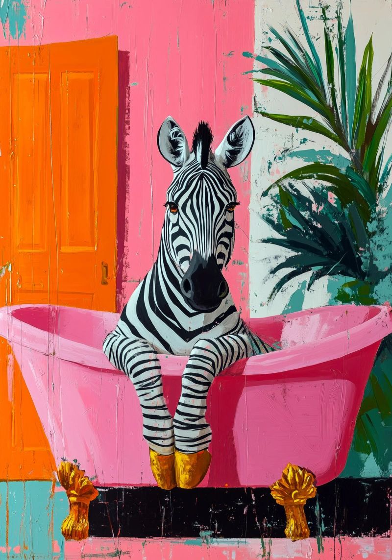 Zebra in bagno pellicola backlit da Justyna Jaszke JBJart