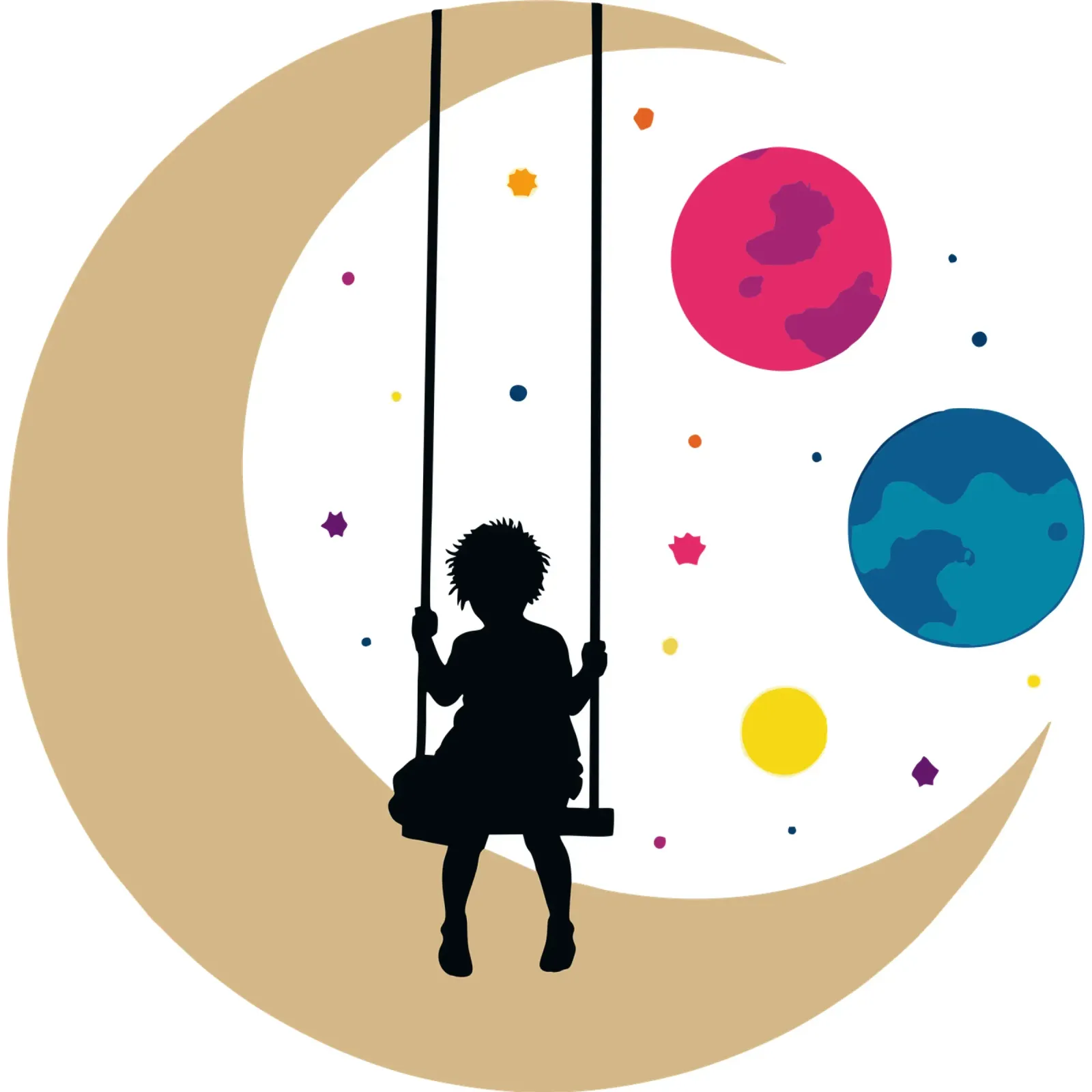 Sognatore dell'altalena della luna poster con telaio in plastica da artdesign1985