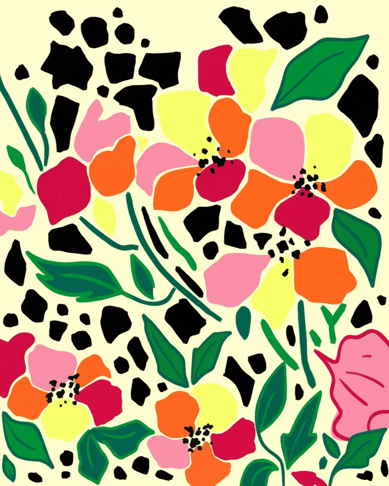 Puntini del giardino tropicale poster con telaio in alluminio da Kintsugi99