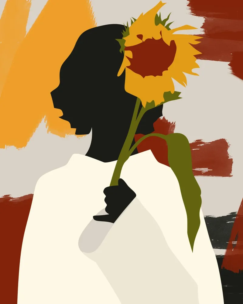 Anima in ombra con stampa di girasoli tela con Cornice a cassetta da Kintsugi99