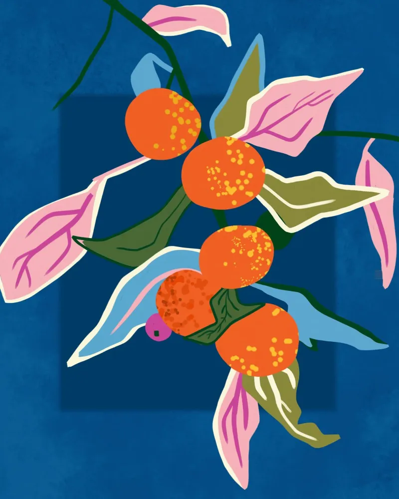 Arancia botanica Lush poster con telaio in legno da Kintsugi99