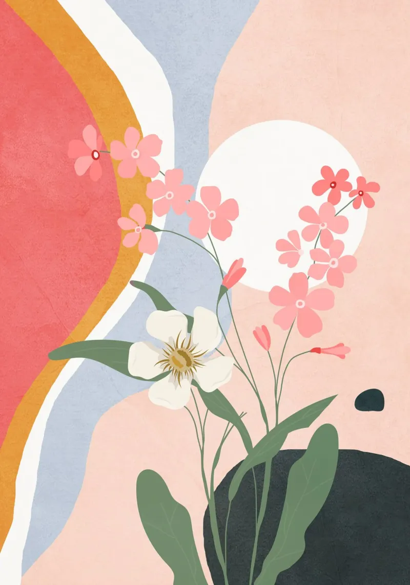Colorful Flower Design 1 canvas by Flow Line