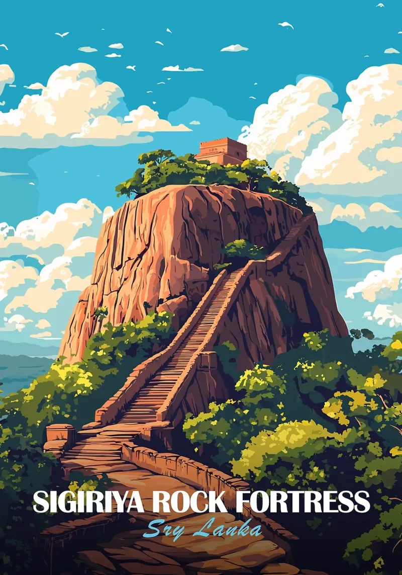 fortezza di roccia scale tempio alberi poster con telaio in alluminio da Kirsten C Nolan