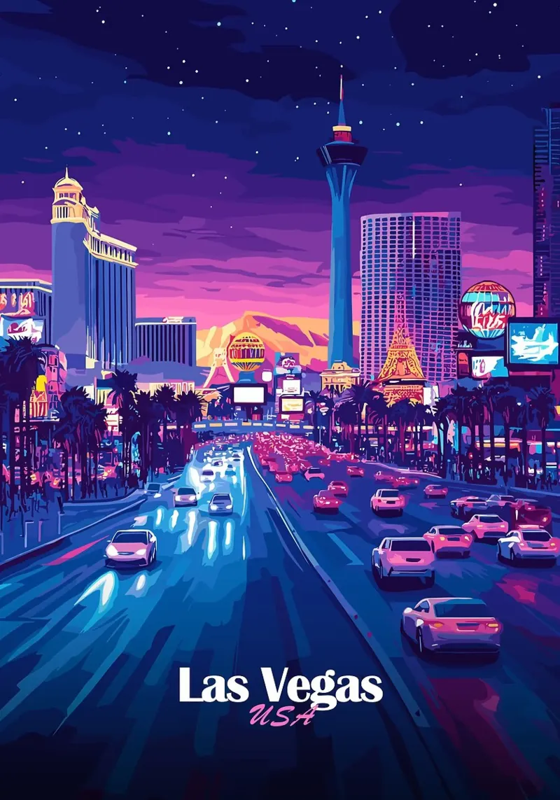 paysage urbain Las Vegas néons scène de nuit toile de Kirsten C Nolan