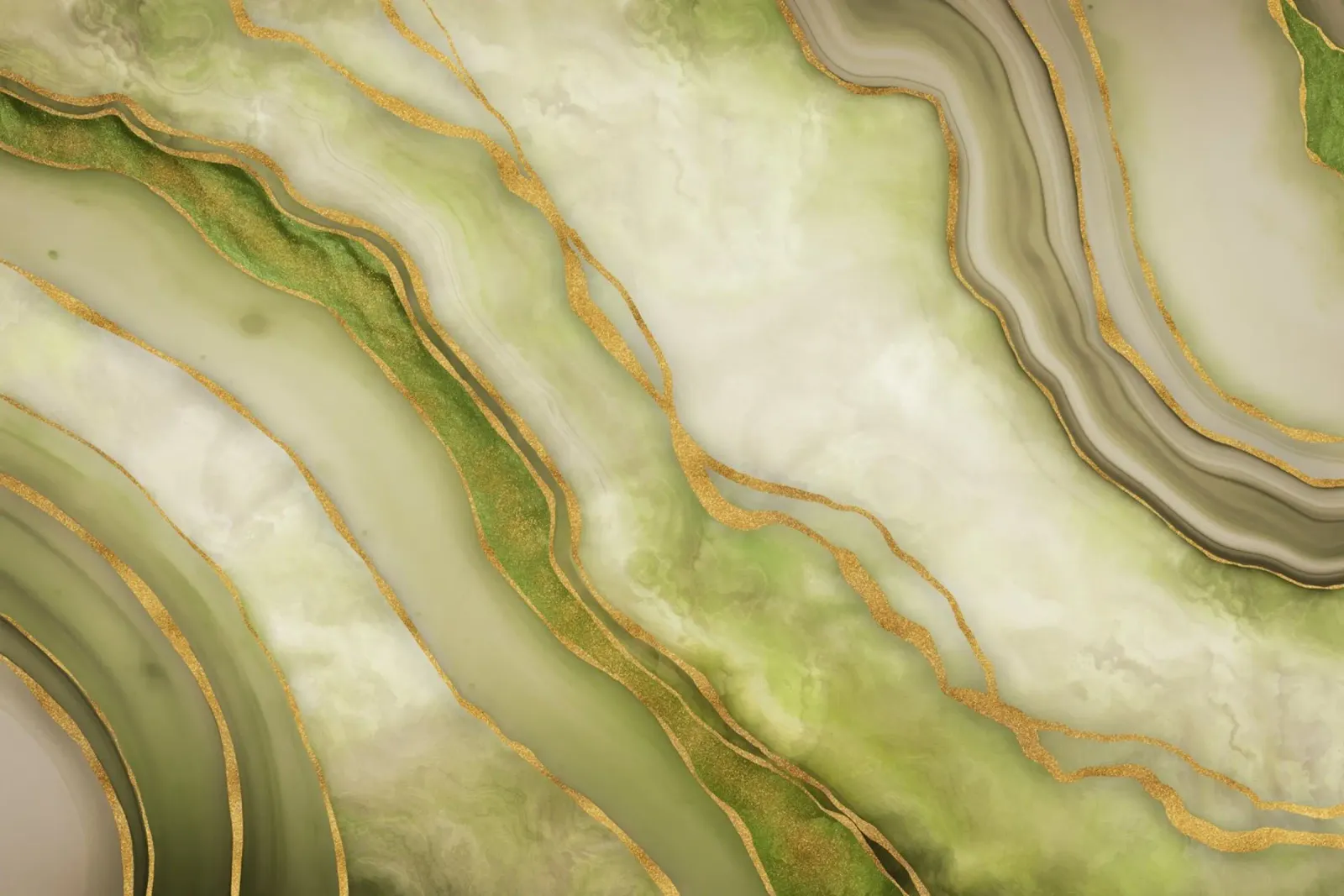 Eleganza marmorizzata Superficie di lusso senza tempo Oro Verde poster con telaio in legno da Andrea Haase Modern Home