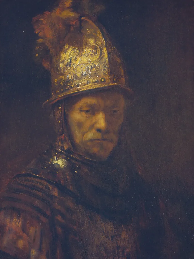 Rembrandt (Circle) - Portrait of a Man with a Golden Helmet canvas by ARTOTHEK