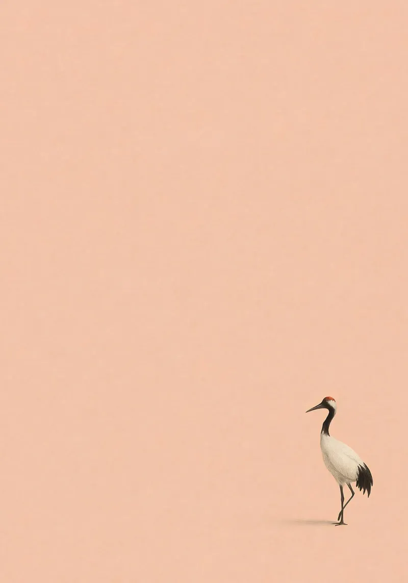 Solitary Crane on Peach Hues carta hahnemühle da Mosaic Dialogue