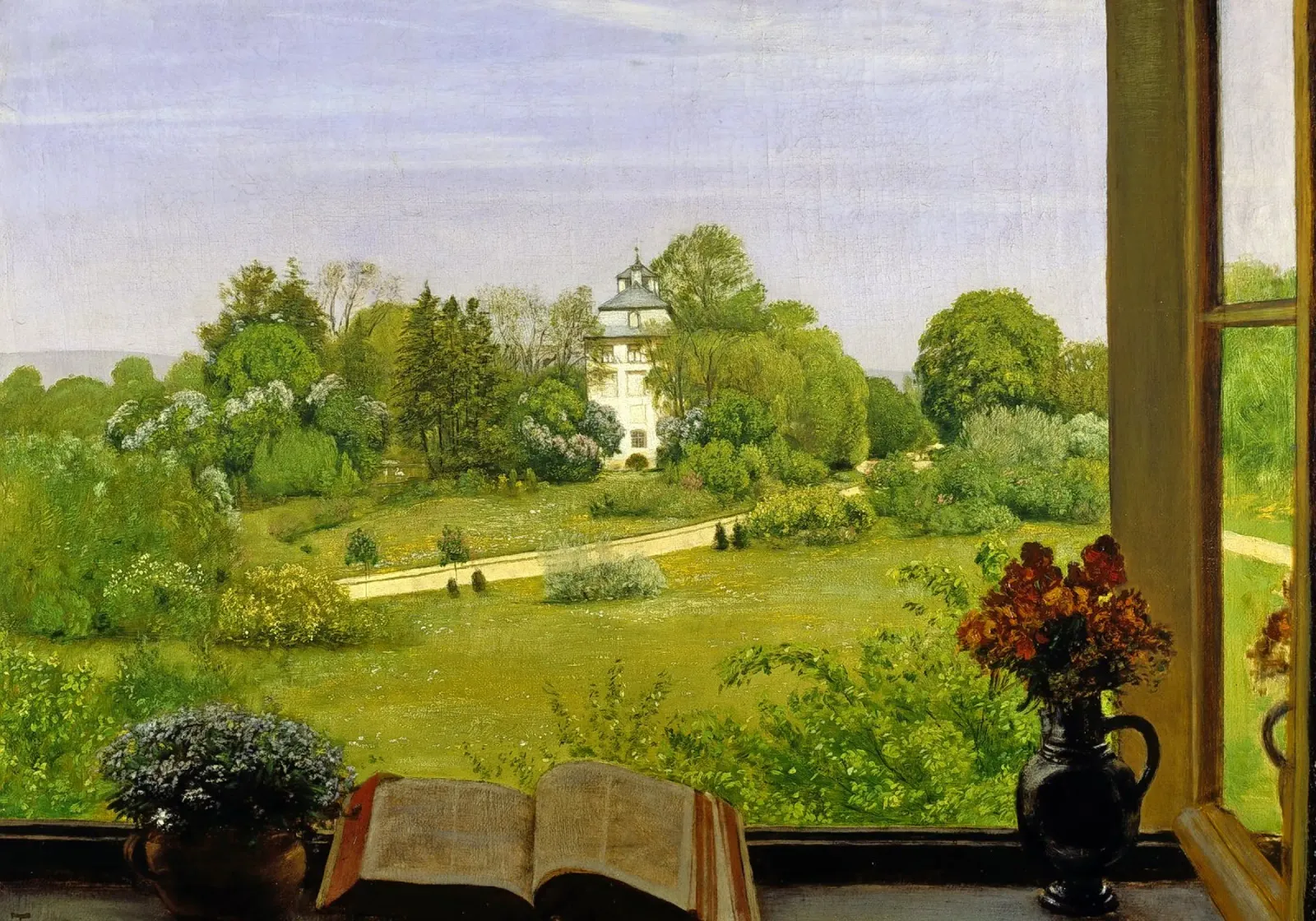 Hans Thoma - Die Öd View of Parc de Holzhausen poster avec cadre en plastique de ARTOTHEK