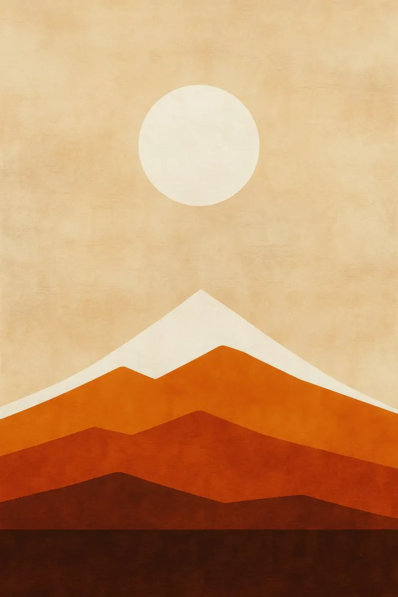 Giappone - L'armonia dell'ocra e la Montagna Sacra poster con telaio in alluminio da Affiches Soleil & Déco Lumineuse – Sunny