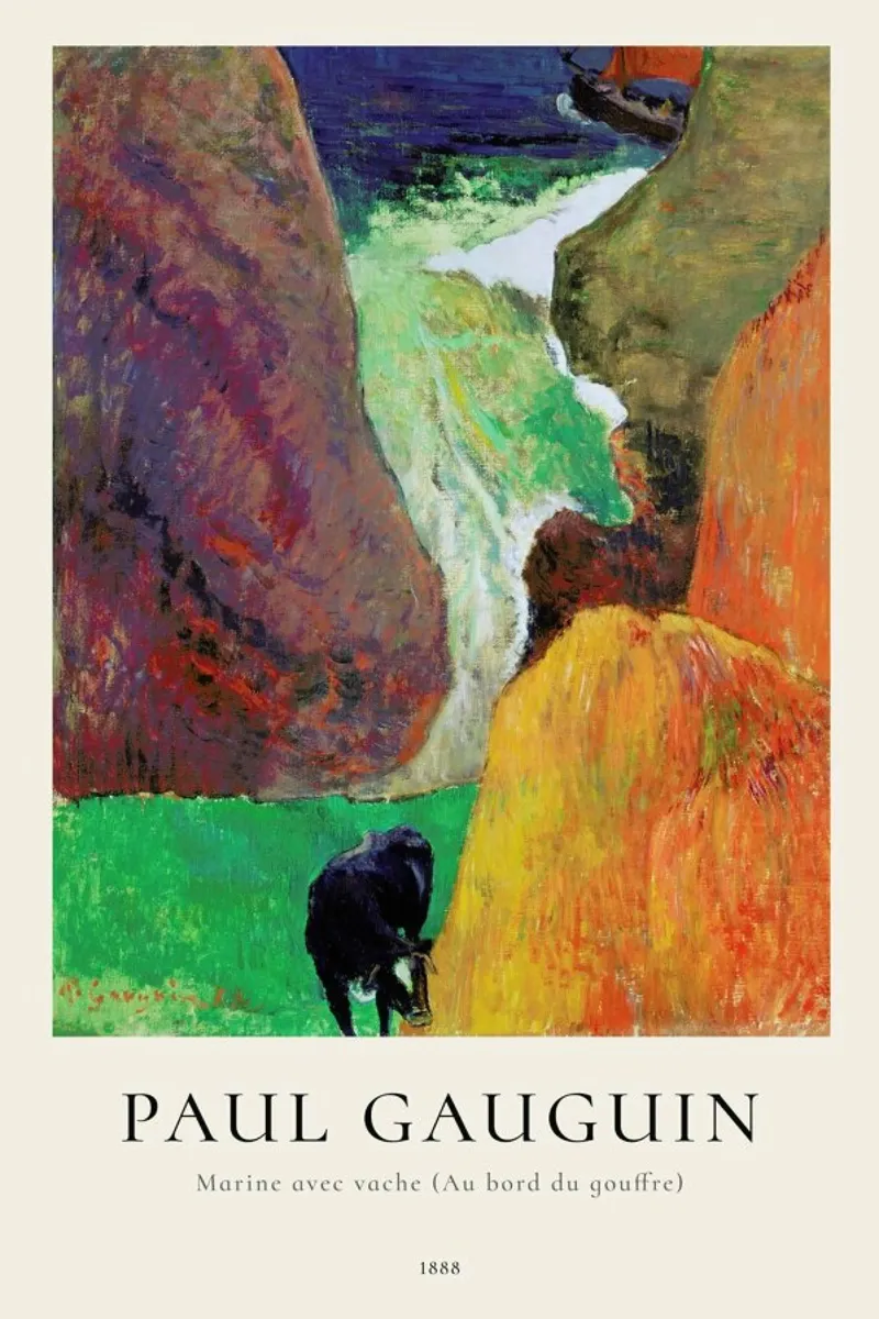 Gauguin - Marine avec vache (Au bord du gouffre) tela con Cornice a cassetta da ARTOTHEK