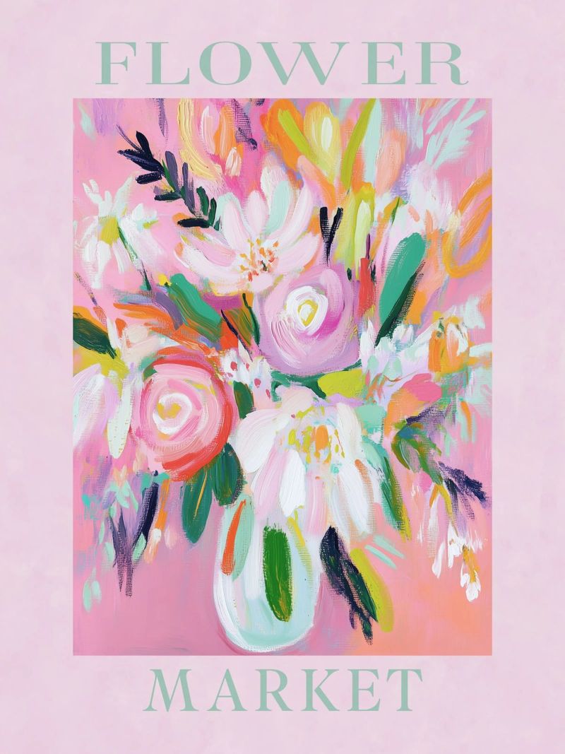 Romantische bloemenmarkt poster van Carinaprint