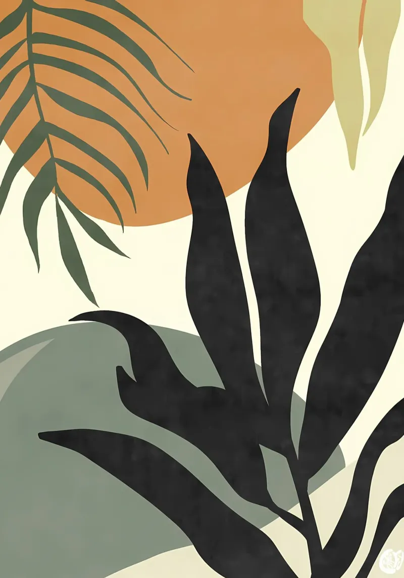 bladeren gebladerte tropisch botanisch natuur canvas met Baklijst van Janine P McGuire