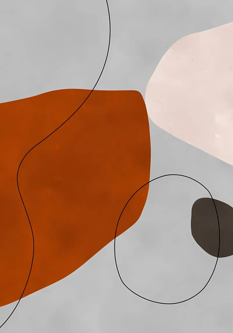 abstracte vormen krommen geometrische vormen oranje vorm acryl van Janine P McGuire