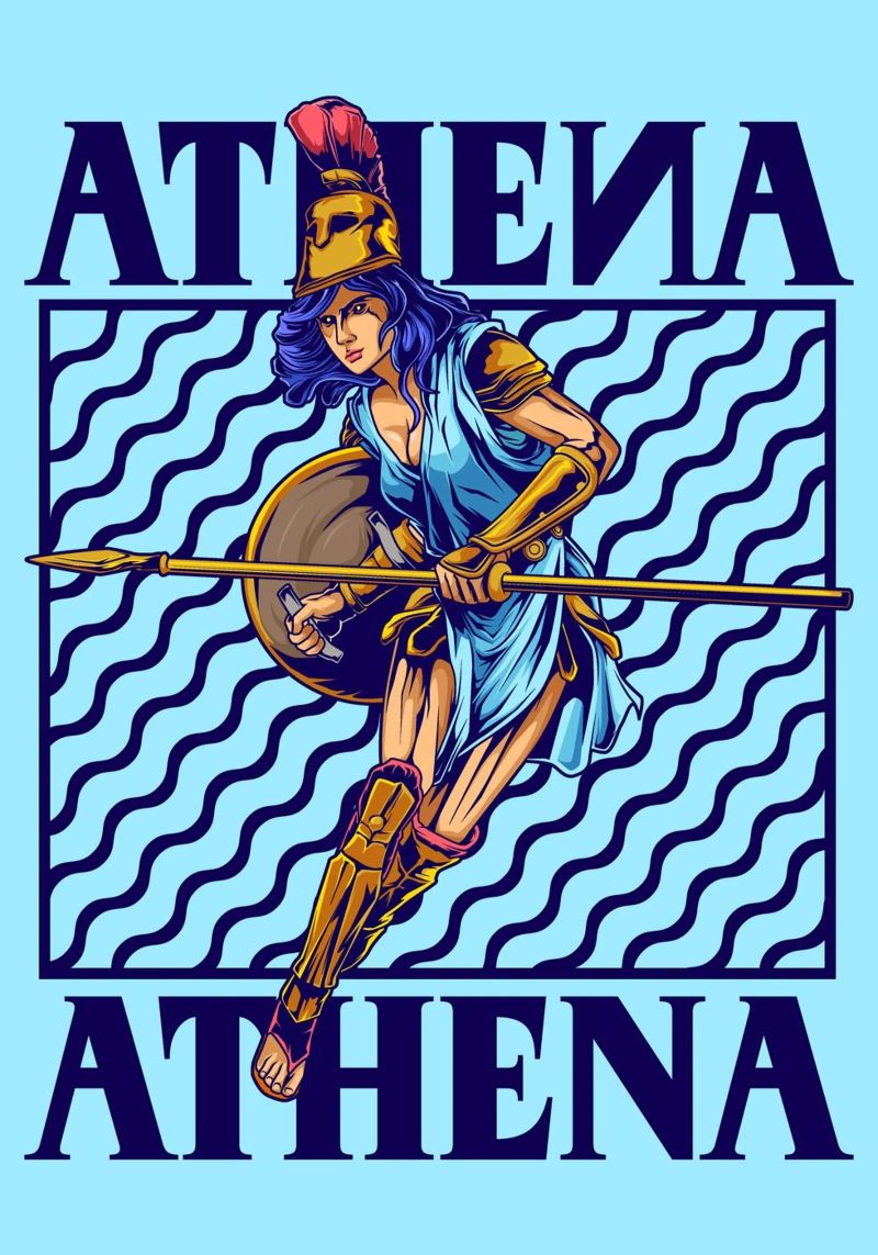 ATENEA - Guerrera con lanza y escudo poster con marco de plástico de pixelbull - medieval art and more