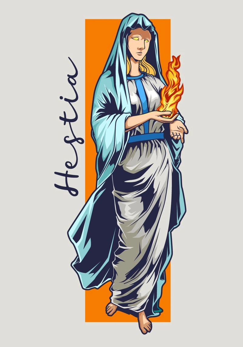 HESTIA - Guardiana del fuego sagrado poster con marco de plástico de pixelbull - medieval art and more