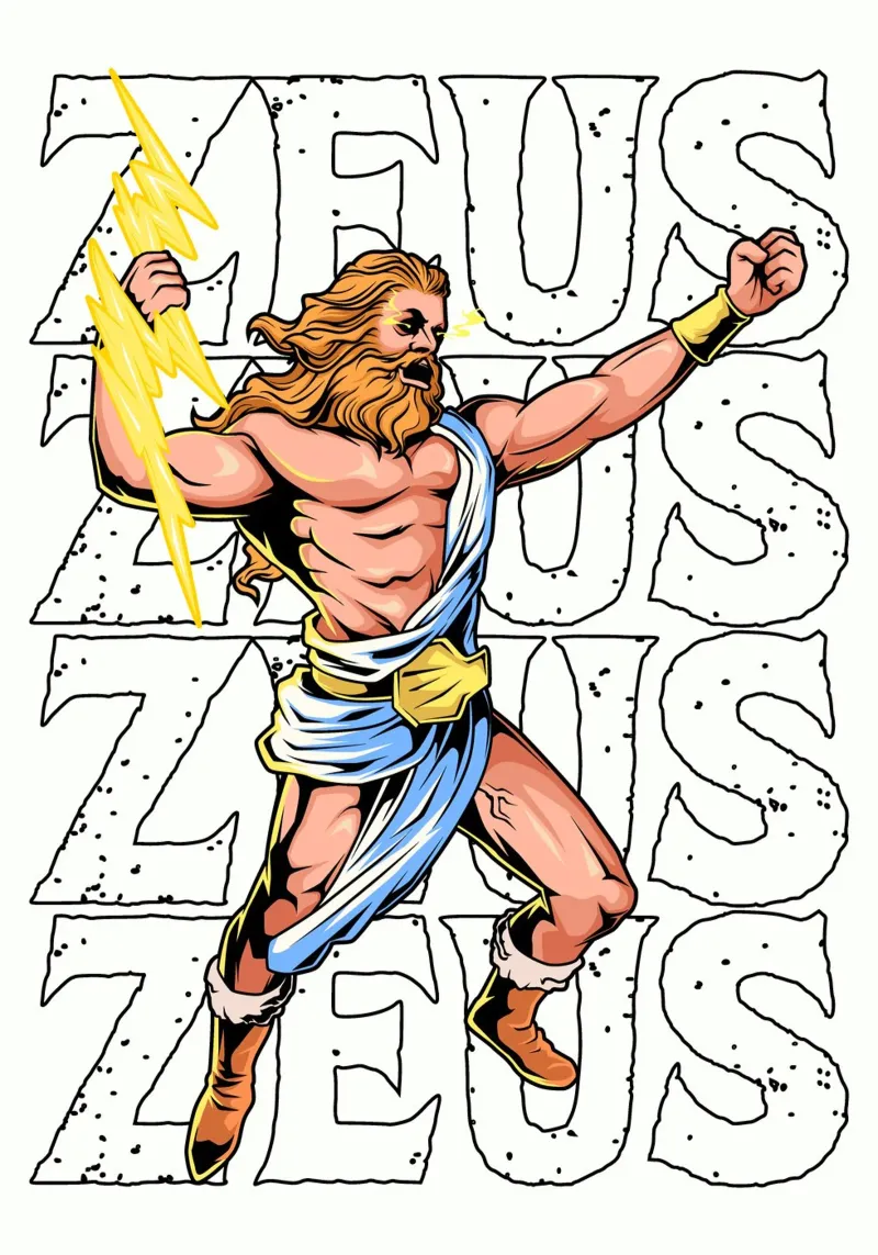 ZEUS - Il sovrano con il fulmine in mano pellicola backlit da pixelbull - medieval art and more