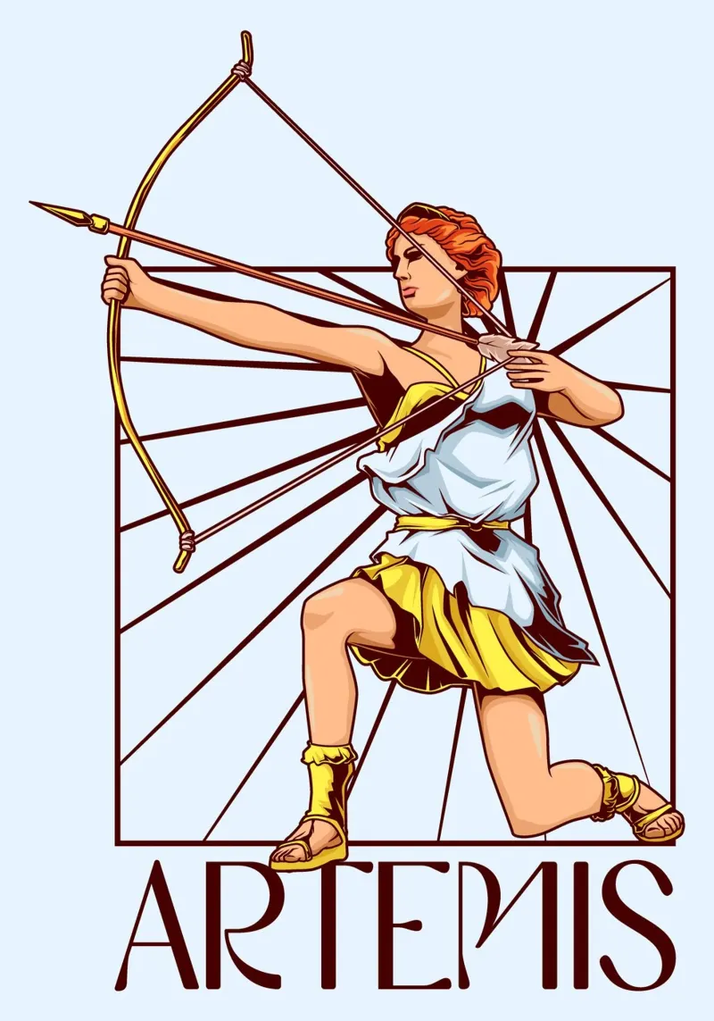 ARTEMIS - L'arciere nel momento d'oro carta hahnemühle da pixelbull - medieval art and more