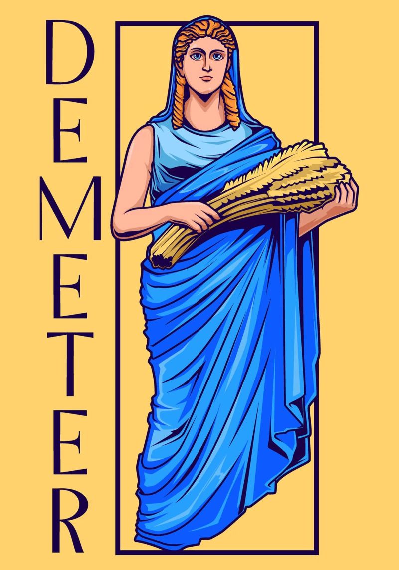 DEMETER - Diosa con haz de trigo poster con marco de plástico de pixelbull - medieval art and more