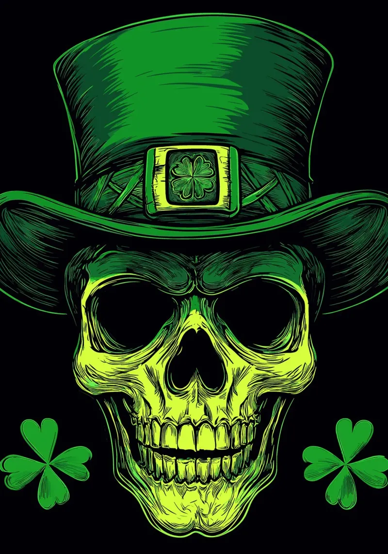 Totenschädel mit Leprechaun-Hut Hahnemühle von pixelbull - medieval art and more