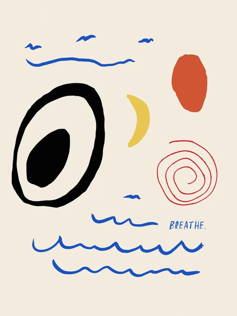 Kind Notes (Breathe) poster con telaio in legno da treechild