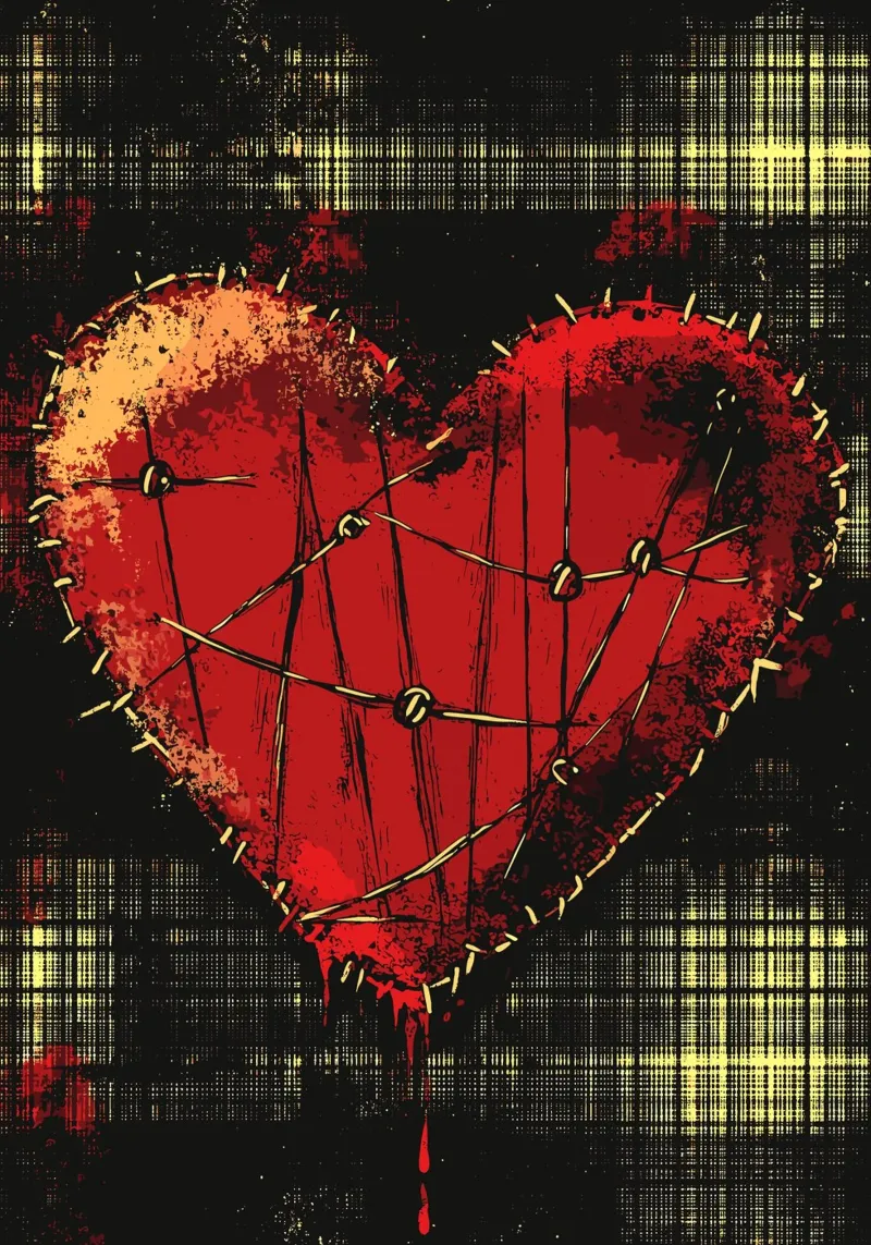 Cuore cucito con carattere punk pellicola backlit da pixelbull - medieval art and more