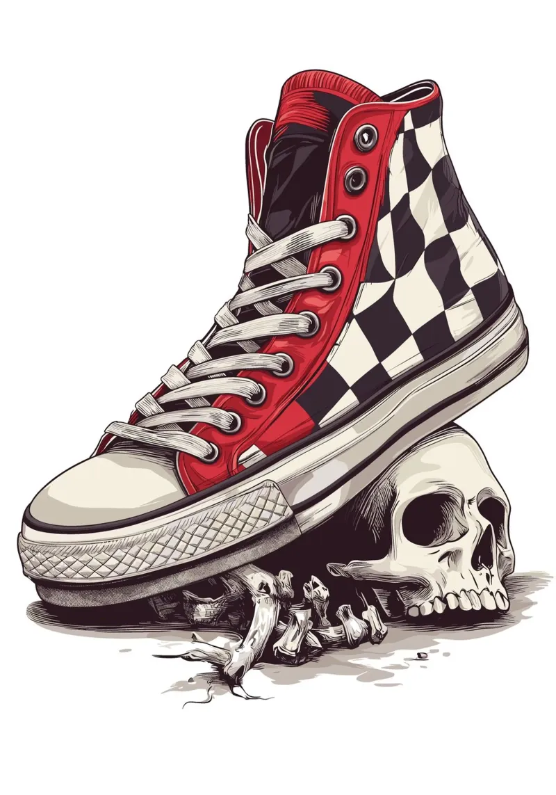 Sneaker on skull with bones canvas by pixelbull - medieval art and more