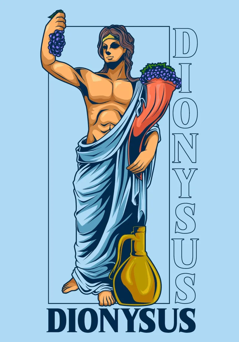 DIONISO con vino e cornucopia plexiglass da pixelbull - medieval art and more