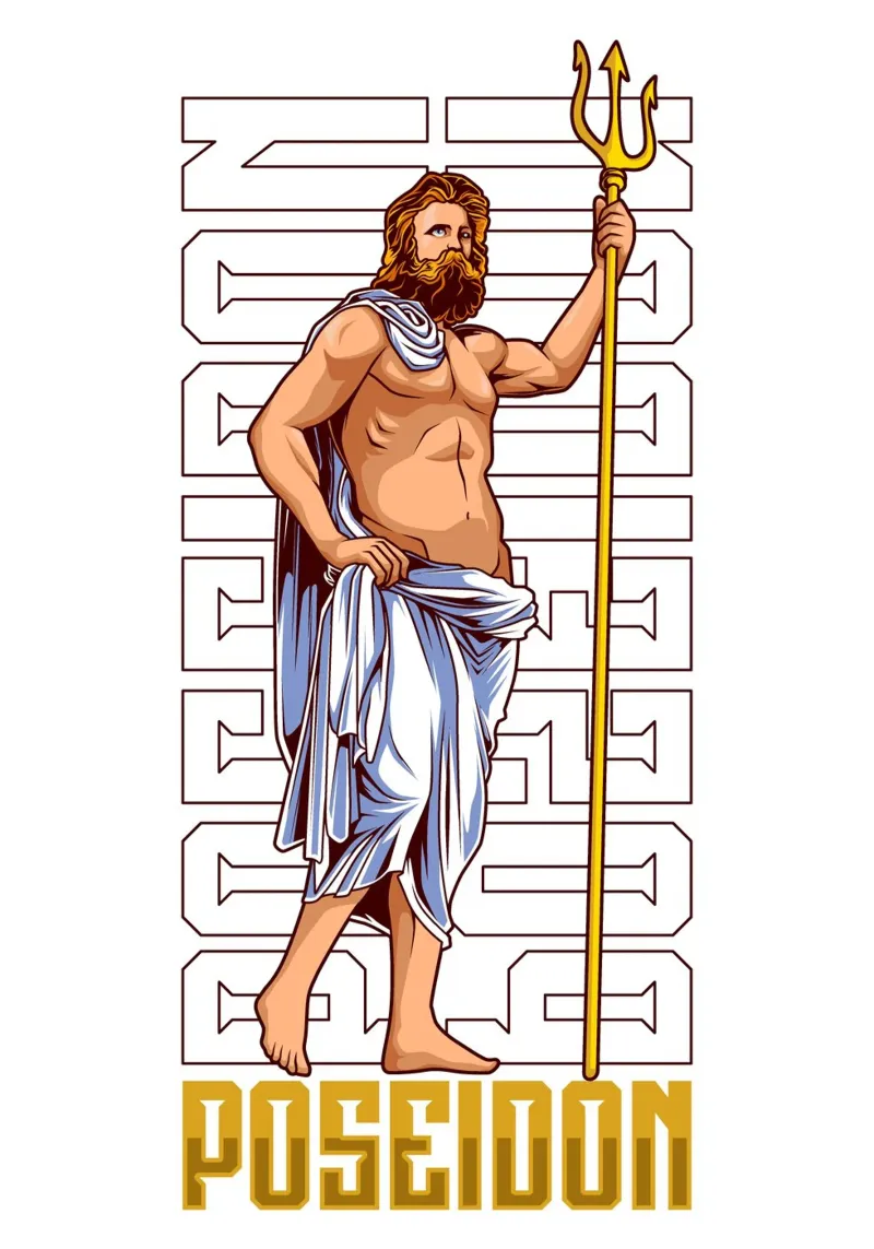 POSEIDON con tridente pellicola backlit da pixelbull - medieval art and more
