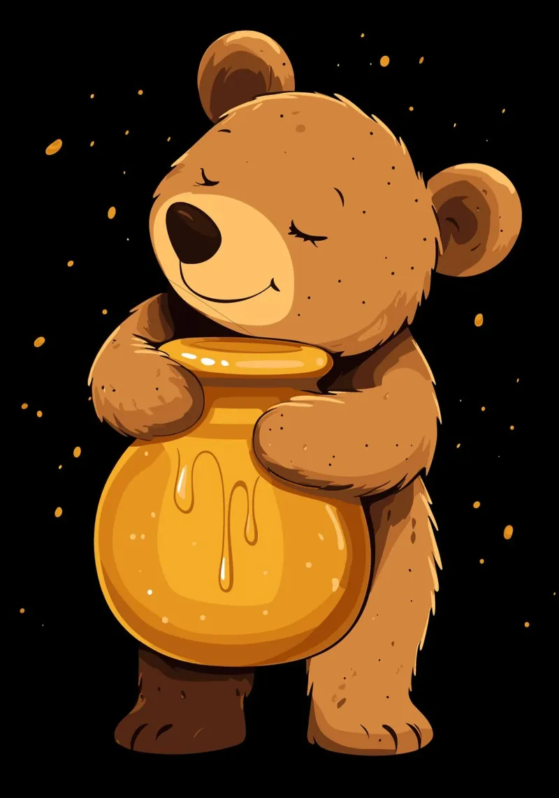 Orso con vaso di miele pellicola backlit da pixelbull - medieval art and more