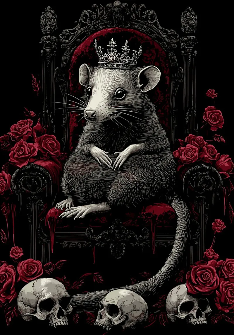 Opossum con corona in trono pellicola backlit da pixelbull - medieval art and more