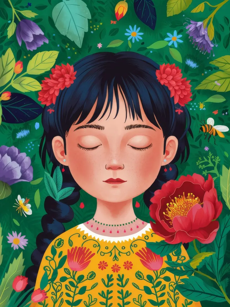 Giardino vibrante poster con telaio in alluminio da Twilight Muse
