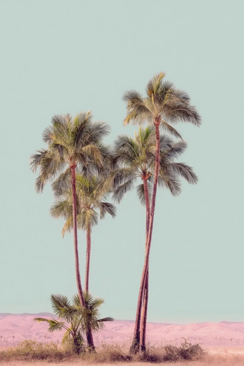 Palme in un paesaggio desertico pellicola backlit da Indigo Tides Art