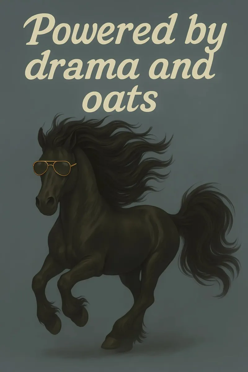 Meme divertente sul cavallo frisone poster con telaio in alluminio da Funny Humor Art