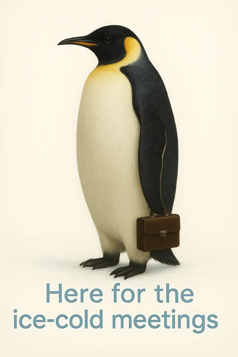Funny Emperor Penguin Meme canvas with Floater frame by Funny Humor Art