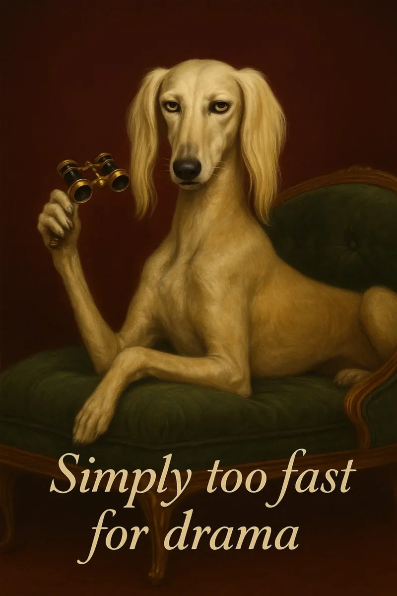 Meme divertente sul cane Saluki poster con telaio in plastica da Funny Humor Art