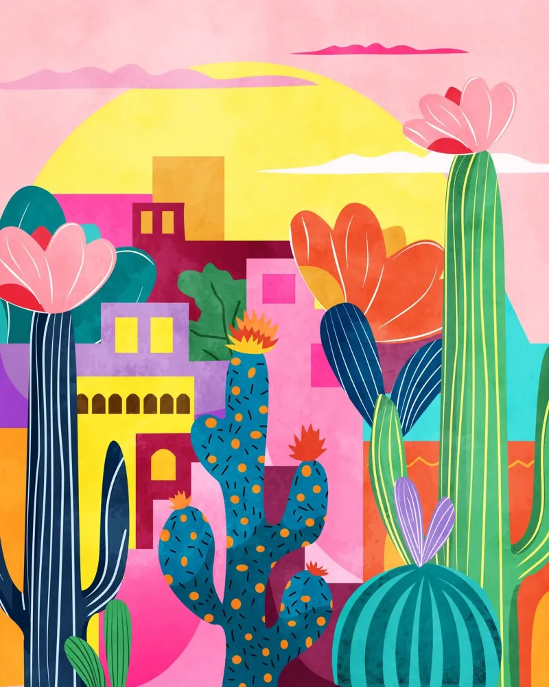 Città dei cactus carta hahnemühle da Kintsugi99
