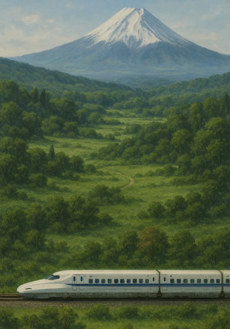 Shinkansen Serene at Fuji alluminio dibond da Mosaic Dialogue