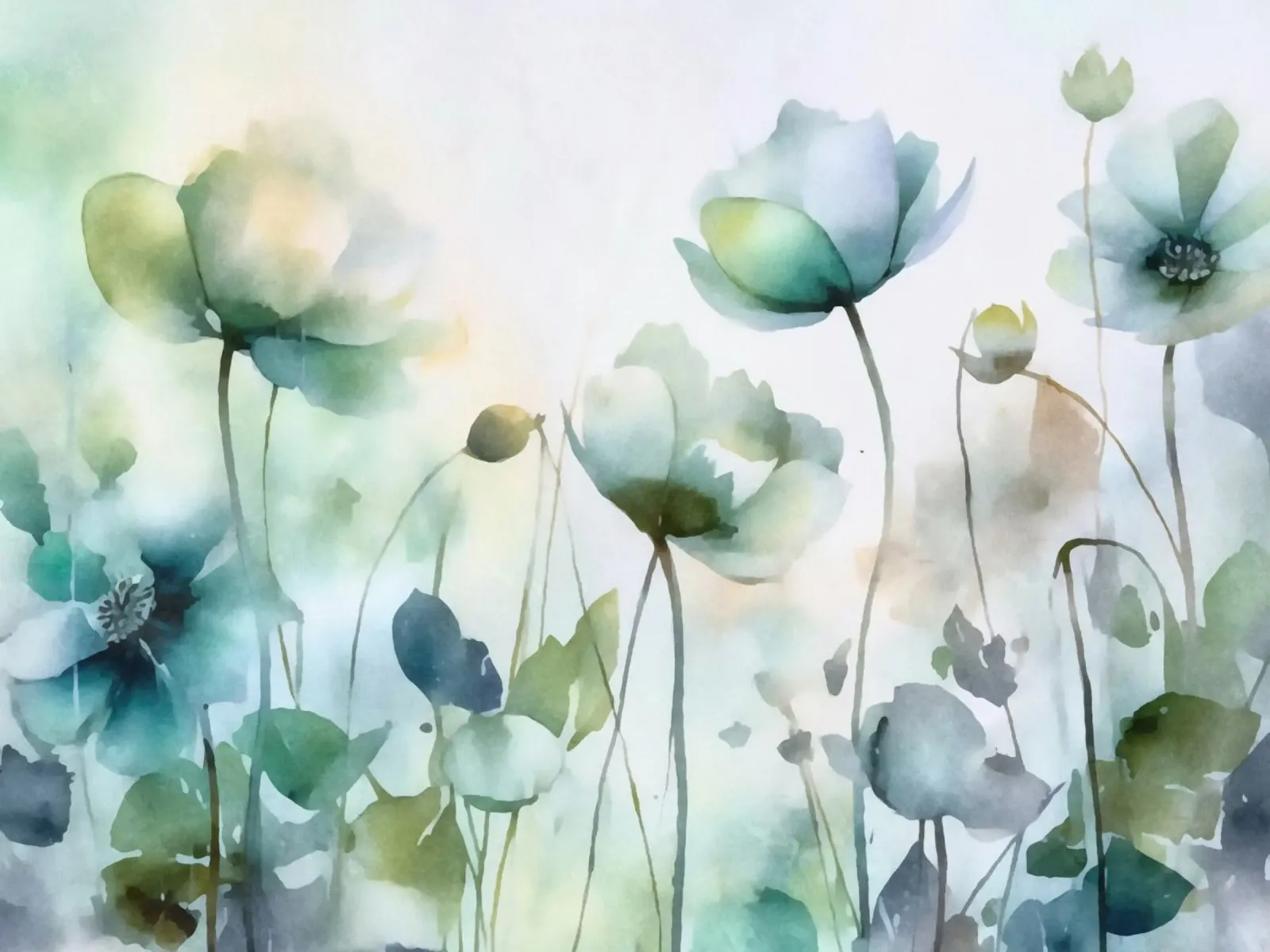 Prato verde etereo di fiori di campo poster con telaio in legno da Andrea Haase Floral Passion