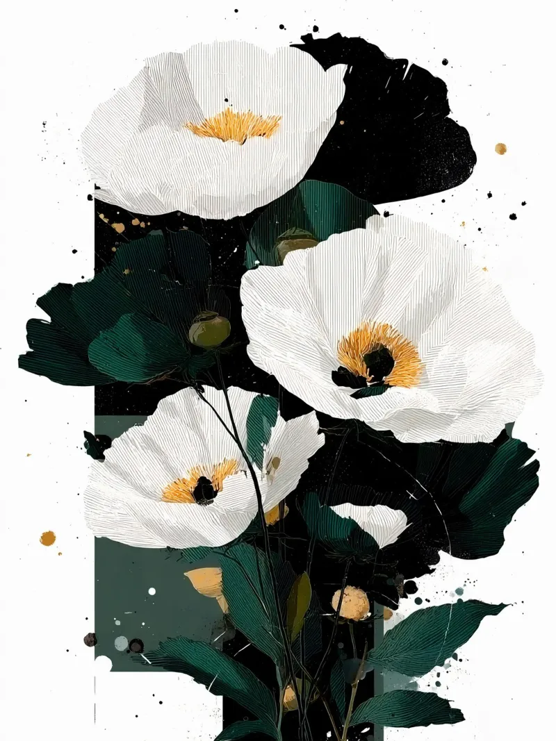 Flowers art B poster con telaio in alluminio da Mateo