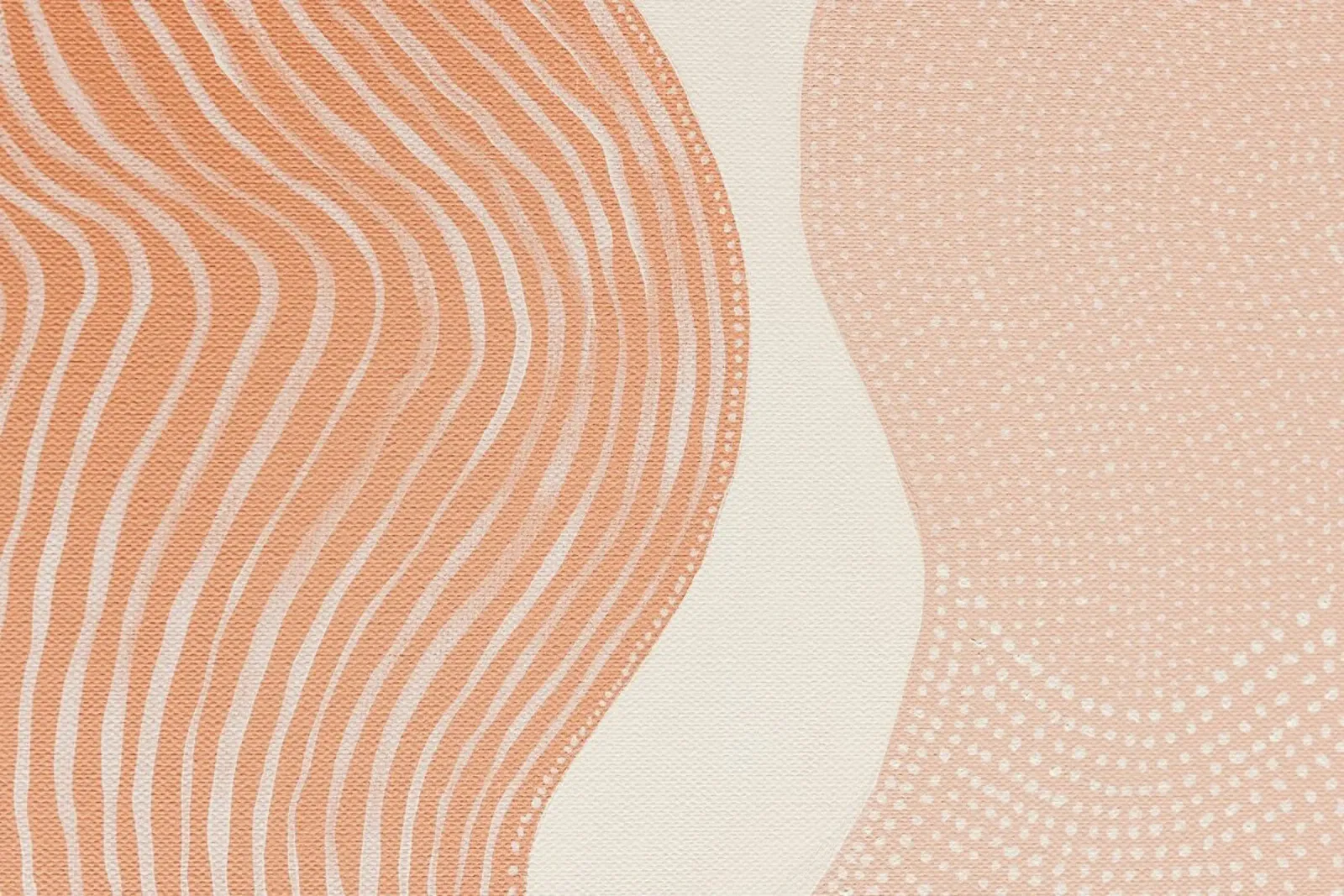 Pittura astratta con linee e punti di colore beige pesca pellicola backlit da Ingrid Beddoes