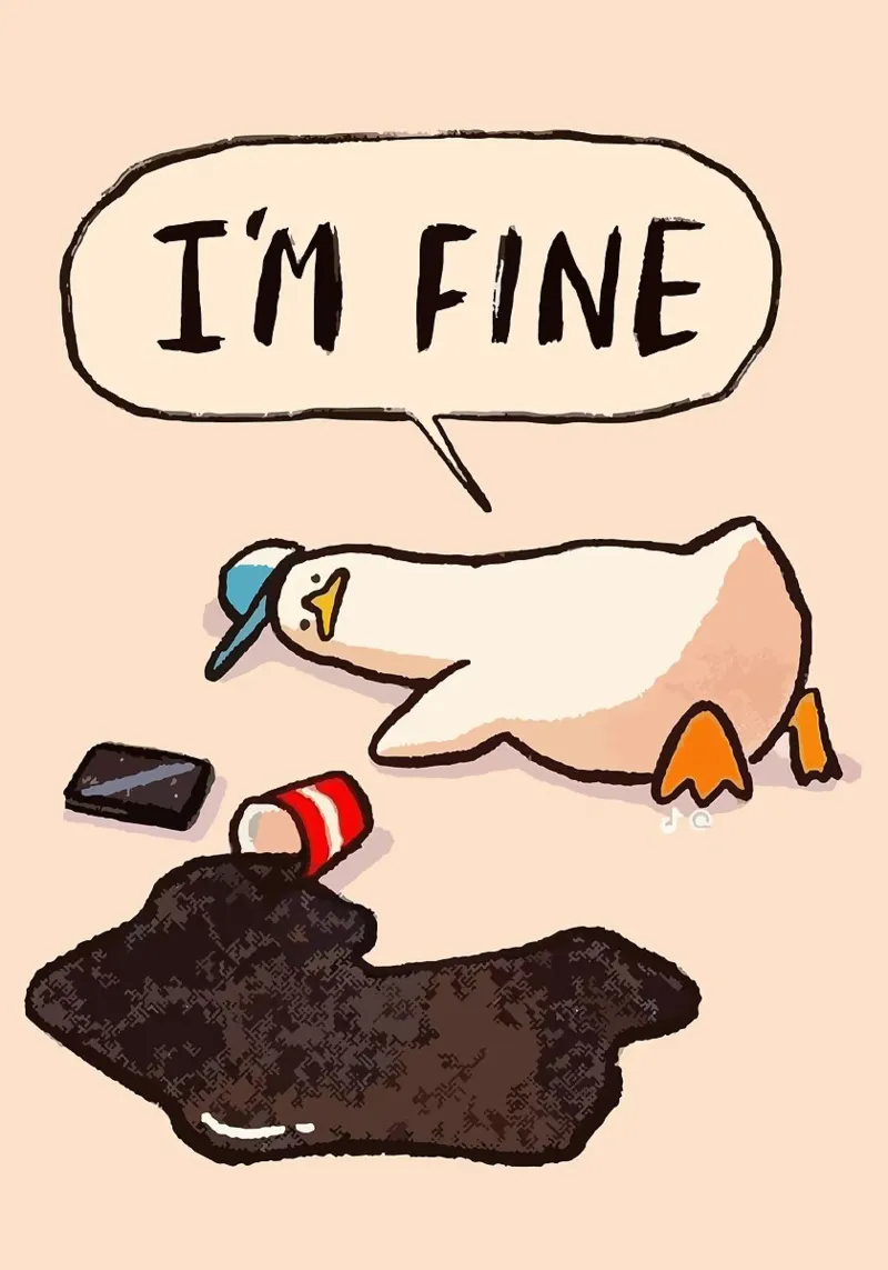 I'M FINE goose speech bubble text hahnemühle by James Isaac Jackson
